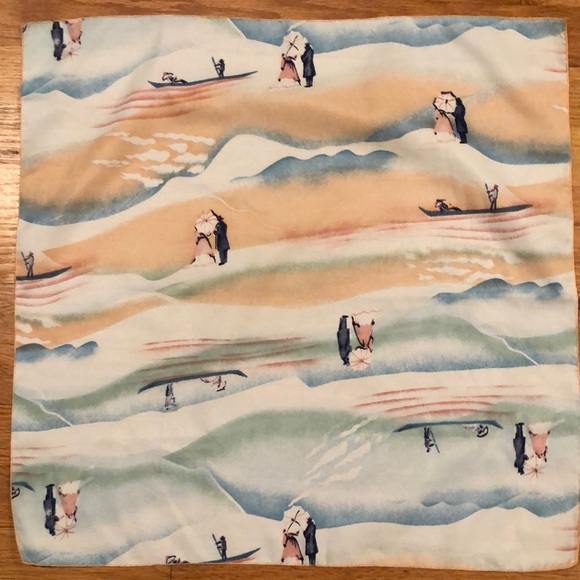 Symphony Scarfs Square Bandana Romantic Elegant Peach, Sky Blue, White EC - Picture 4 of 15